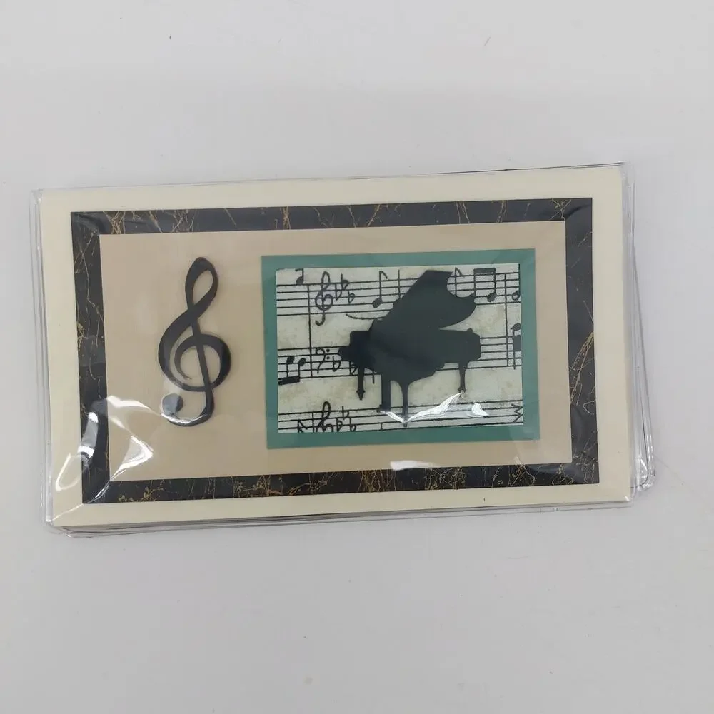 Grand Piano Musical Keys Handcrafted Wallet Cash Stuffing Envelope Cream